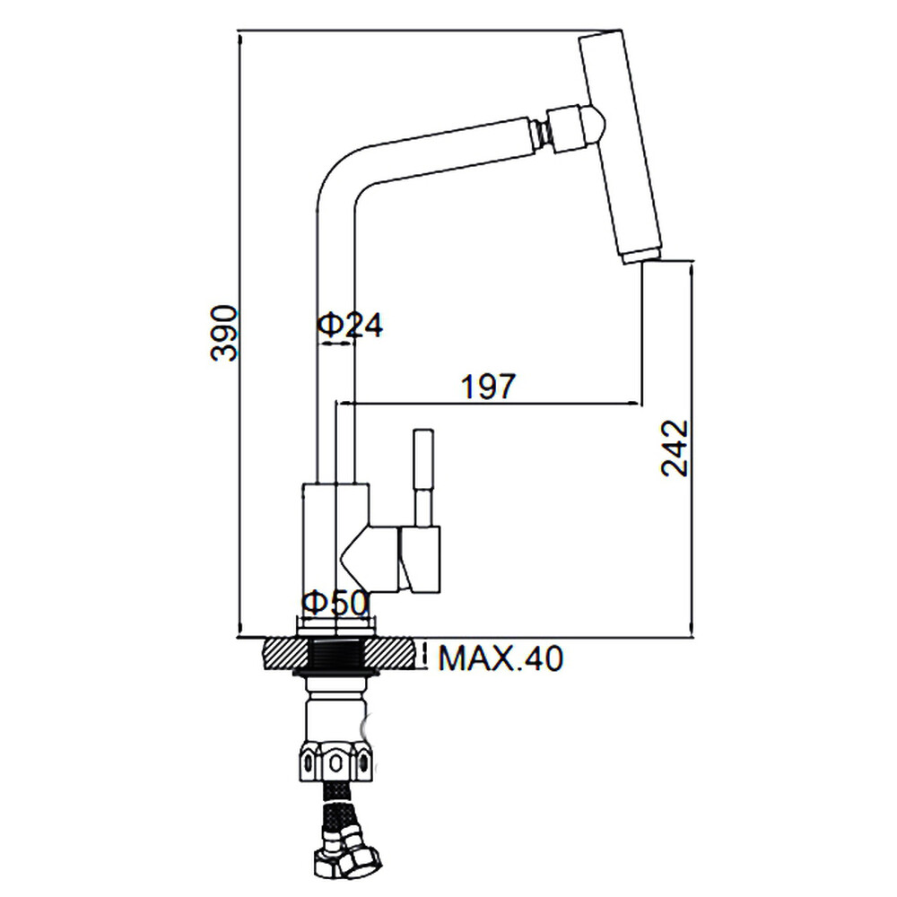 4998-5 Смеситель Кухня LEDEME d-35 НЕРЖАВЕЙКА излив вращается на 360град (сатин)