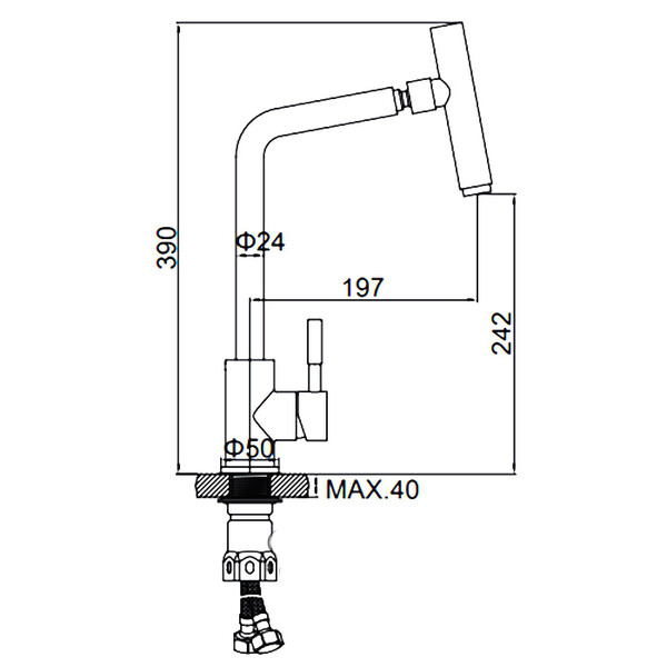 4998-5 Смеситель Кухня LEDEME d-35 НЕРЖАВЕЙКА излив вращается на 360град (сатин)