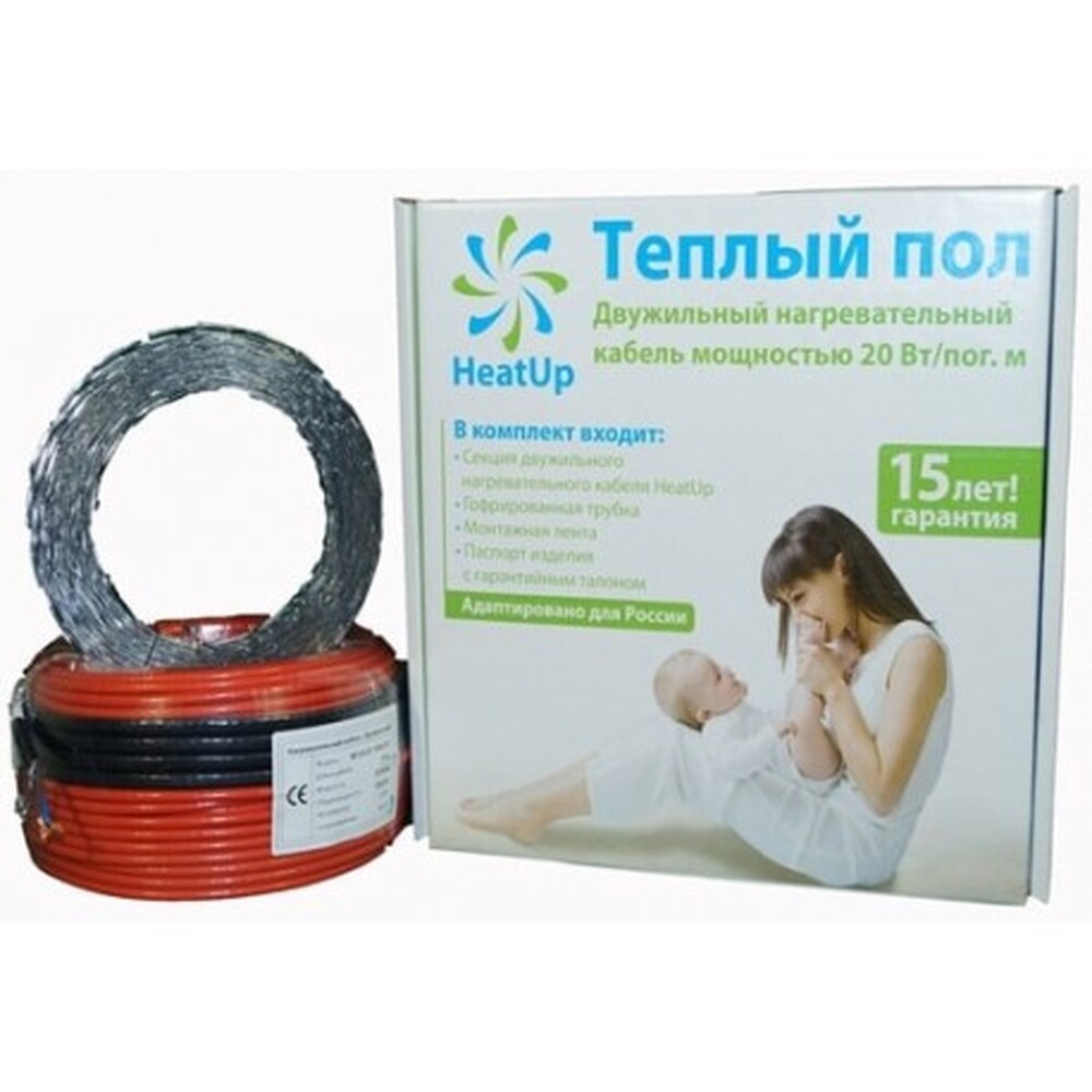 Нагревательный кабель HeatUp 200 Вт (комплект) В БЕТОННУЮ СТЯЖКУ, 10 метров на площадь 1,3м