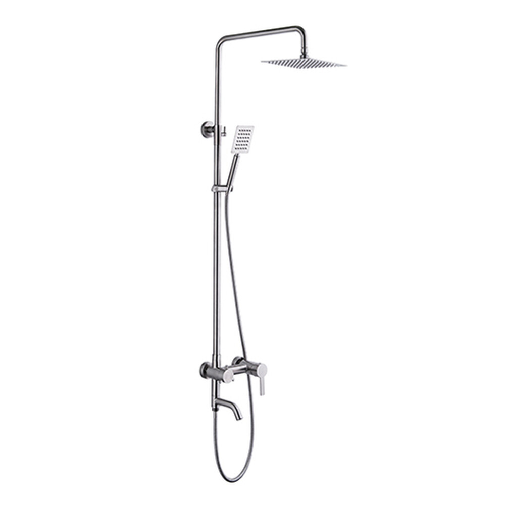 72401 Смеситель Ванна LEDEME с душевой стойкой d-35 тропическим душем, нерж сталь (сатин)