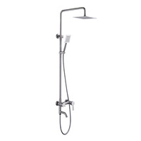 72401 Смеситель Ванна LEDEME с душевой стойкой d-35 тропическим душем, нерж сталь (сатин)