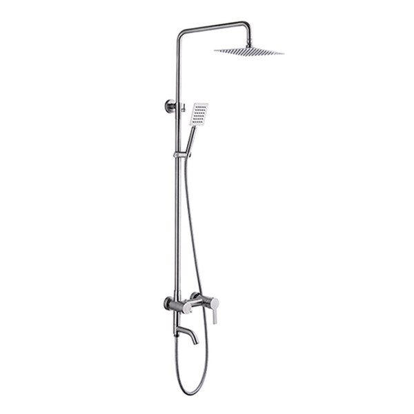 72401 Смеситель Ванна LEDEME с душевой стойкой d-35 тропическим душем, нерж сталь (сатин)