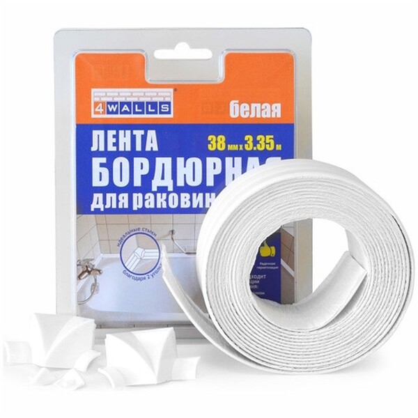 Бордюрная лента с 2 уголками д/раковин и ванн 3,35м х 38мм (фигурная) 4 Walls STB570B