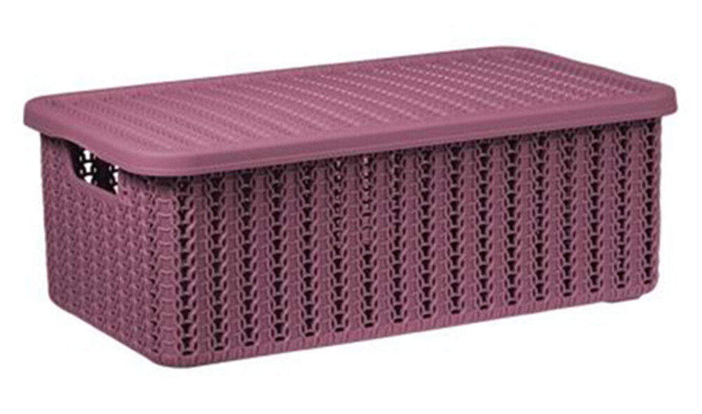 Коробка ВЯЗАНИЕ 6л с крышкой Пурпурный (12,5х19,5х35см) ("М-пластика")(М 2370)