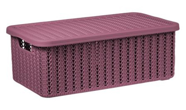 Коробка ВЯЗАНИЕ 6л с крышкой Пурпурный (12,5х19,5х35см) ("М-пластика")(М 2370)