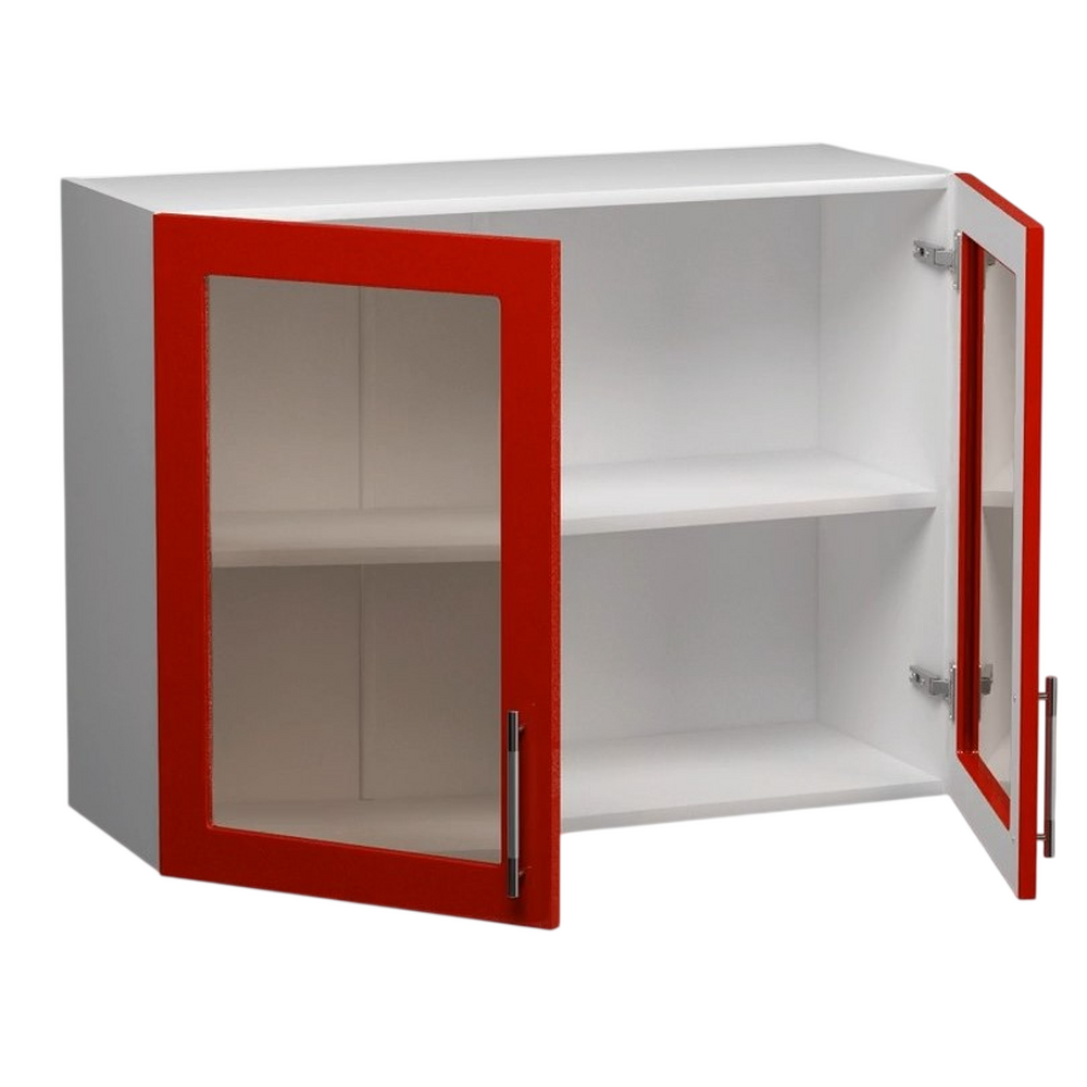Шкаф для посуды 60 (со стеклом) Красный металлик фасад МДФ SANTREK HOME