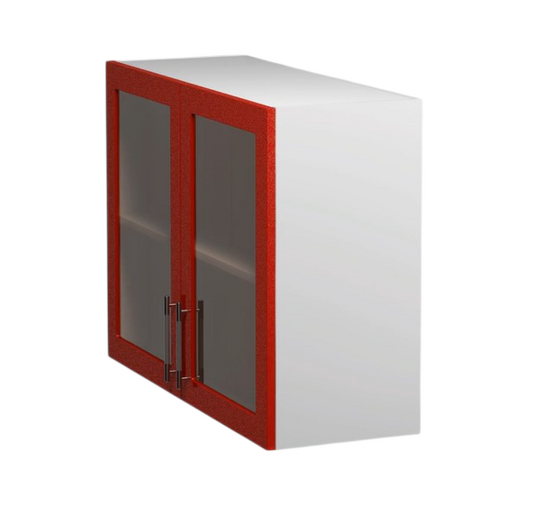 Шкаф для посуды 60 (со стеклом) Красный металлик фасад МДФ SANTREK HOME