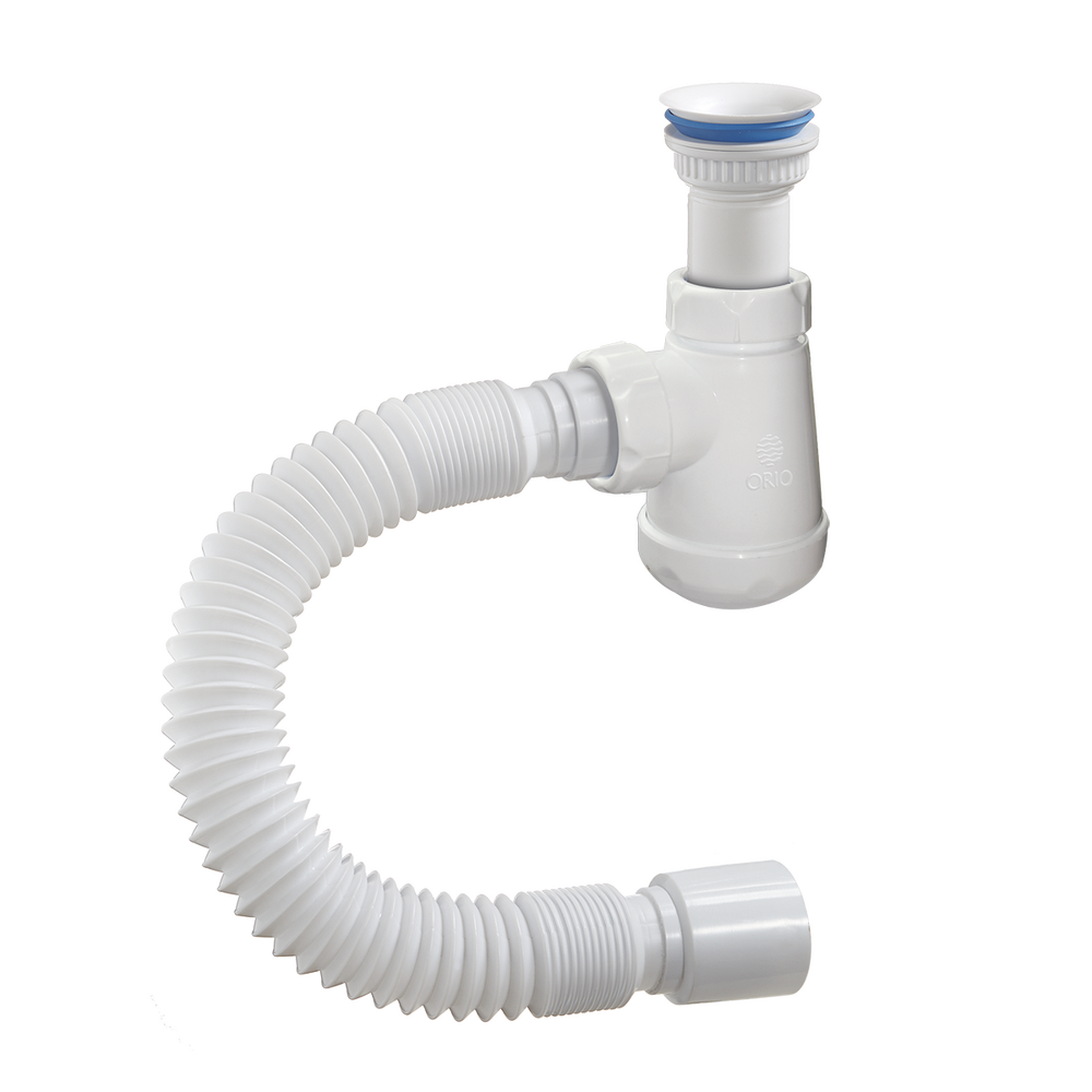 АВ-710521 Сифон бутылочный ОРИО 1 1/4" х 40 с пласт.выпуском D=63 ммх40 , с гибкой трубой 40-50 ПРОМО ЦЕНА !!!!