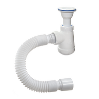 АВ-70021 Сифон бутылочный ОРИО 1 1/2х40 с литым выпус.с плас.выпус. D=70 мм. с гибкой трубой 40-50