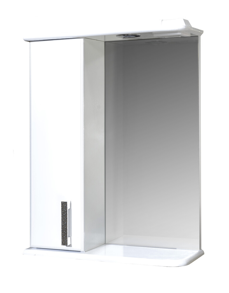 Зеркало-шкаф SANTREK HOME "Марта-55" (Белый) с подсветкой Левый 550*725*180