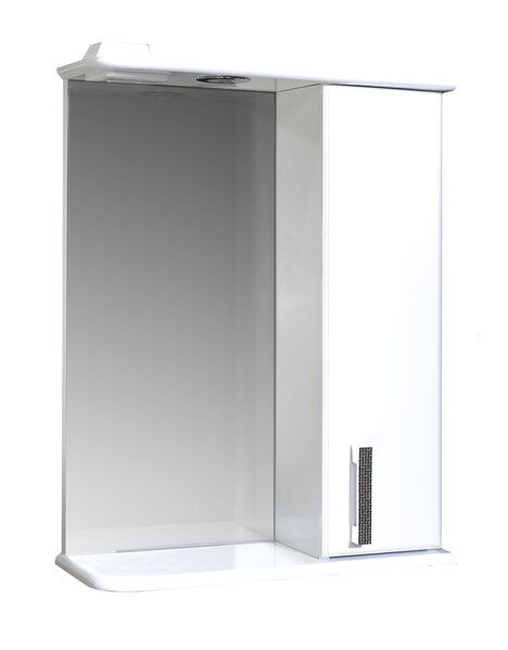 Зеркало-шкаф SANTREK HOME "Марта-55" (Белый) с подсветкой Правый 550*725*180