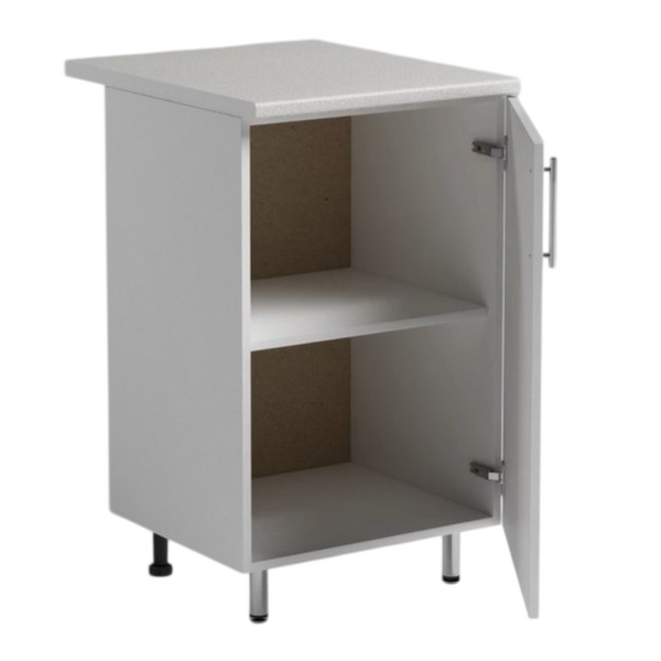 Рабочий стол 50 Белый металлик фасад МДФ столешница цвет (САХАРА) SANTREK HOME