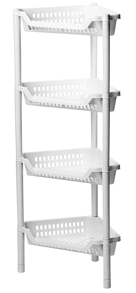 Полка угловая ЕВРО 4 секц, Белый 38,5х26,5х94,2 ("М-пластика") (М 2757)