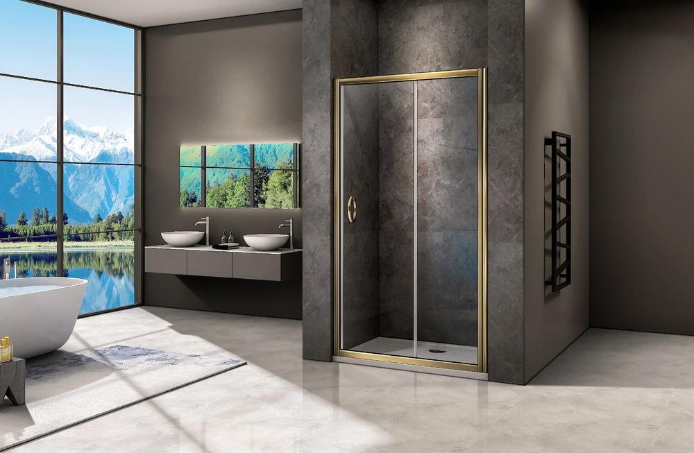 Душ.ограждение JAZZE WTW-110-C-BR Прямое,стекло Прозр.Бронза 6мм,брон. проф (б/поддона и автослива)