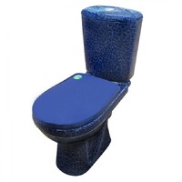 Унитаз-компакт Rosa "КОМФОРТ" Кракелюр Синий, 2-х режимная арматура, антивсплеск, косой выпуск (г.Киров)