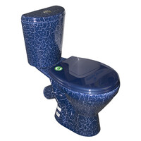 Унитаз-компакт Rosa "ЭЛЕГАНТ" Кракелюр Синий, антивсплеск, косой выпуск (г.Киров)