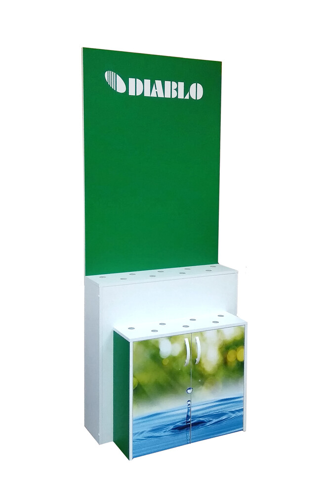 Стенд для смесителей DIABLO (САЛАТОВЫЙ) 850х2100 (2 места) 