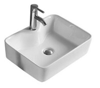 800-7291 Фигурный умывальник накладной прямоугольный с закругл. углами 480Х370Х130 MELANA