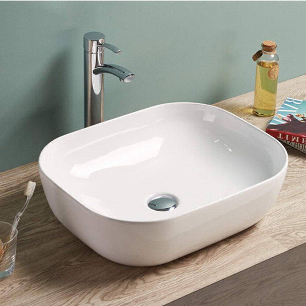 800-78104 Фигурный умывальник накладной прямоугольный с закругленными углами 505x405x140 MELANA