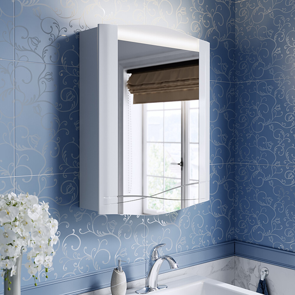 Шкаф зеркальный "SILVIA - 60" белый Alavann