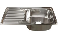 Мойка нерж врезная 76х42х160, т.0,6 правая бол. сиф (+сифон) Китай