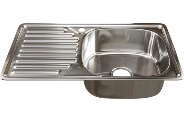 Мойка нерж врезная 76х42х160, т.0,6 правая бол. сиф (+сифон) Китай