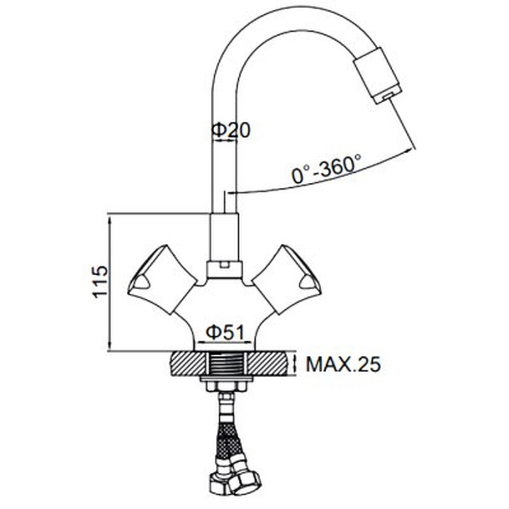 4022-3 Смеситель Кухня LEDEME на гайке с силиконовым изливом МАКСИ (белый/хром)