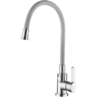 74004-9 Смеситель Кухня LEDEME НЕРЖАВЕЙКА с силиконовым изливом МАКСИ (серый/сатин)