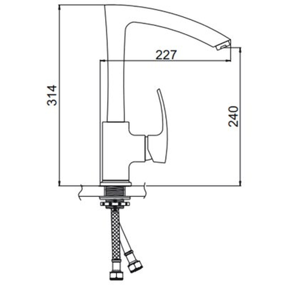 К14014А Смеситель Кухня GERHANS d-35 на гайке (сатин)