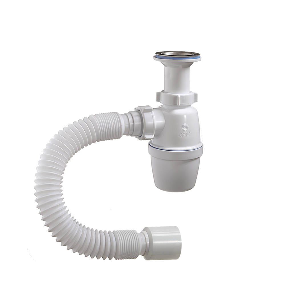 А-402921 Сифон бутылочный ОРИО 1 1/2" - 40, литой выпуск, гибкой трубой 40х50