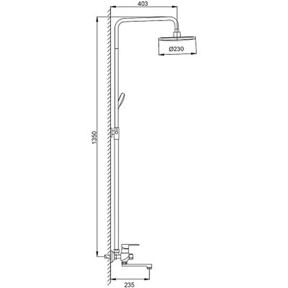 2441 Душевая система Frap с поворотным изливом, верхним душем и ручной лейкой БЕЛЫЙ/ХРОМ