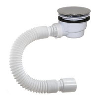 DX-912 Сифон для душ. поддона ОРИО 1 1/2х90, высота h=71мм,пластик/хром с гибк.труб 40-50 ПРОМО  !!!!