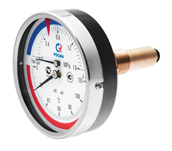 Термоманометр ТМТБ-41Т Dy100 с ЗАДНИМ подключением 1/2", 10 бар 0-120 (ТМТБ-41Т.0410120)