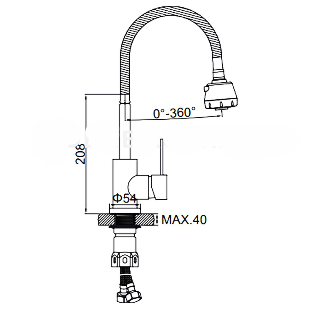 74304 Смеситель Кухня LEDEME d-35 с гибким изливом НЕРЖАВЕЙКА