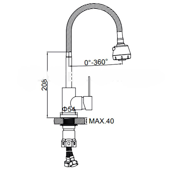 74304 Смеситель Кухня LEDEME d-35 с гибким изливом НЕРЖАВЕЙКА