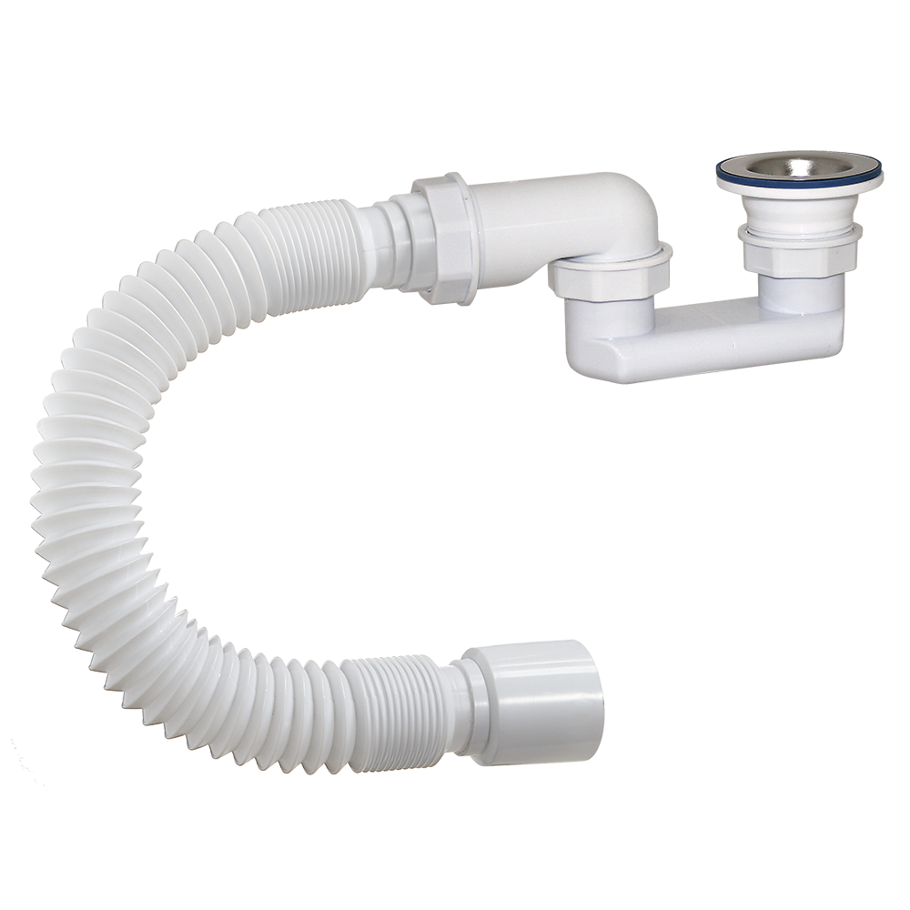 АН-82589 Сифон для душ. поддона ОРИО 1 1/2х40, плоский, с гибкой трубой 40-50, L=370мм