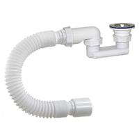 АН-82589 Сифон для душ. поддона ОРИО 1 1/2х40, плоский, с гибкой трубой 40-50, L=370мм