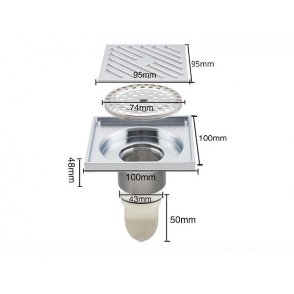G81050 Трап 50 вертикальный GAPPO латунь 100*100 (хром)  сухой затвор