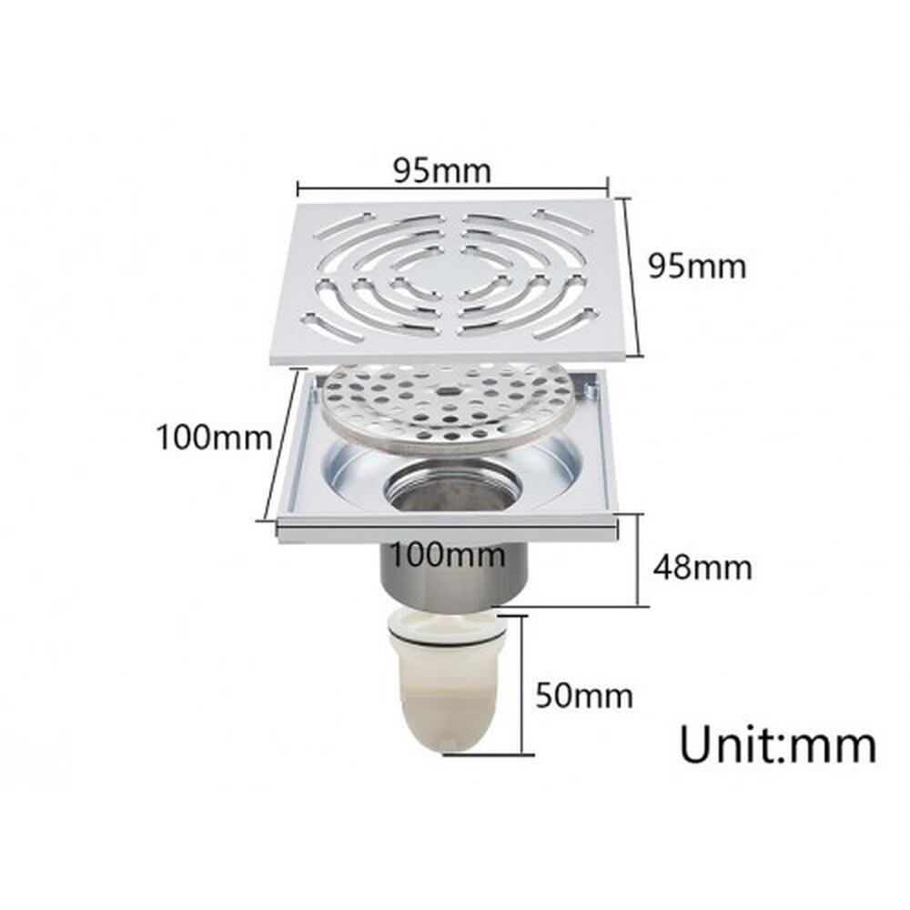 G81052 Трап 50 вертикальный GAPPO латунь 100*100 (хром)  сухой затвор