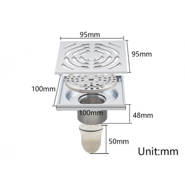 G81052 Трап 50 вертикальный GAPPO латунь 100*100 (хром)  сухой затвор