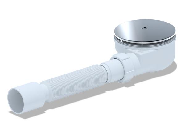 E355C Сифон для душевого поддона АНИ Пласт 1 1/2**90, h 55 хром с гибкой тр. 375*40/50