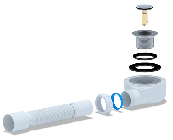 E455CL Сифон для душ. под. АНИ Пласт 1 1/2**50 h=55 mm с г/т 375 хром, клик-клак 