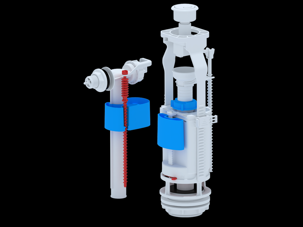 WC3050 Арматура с боковой подв. 1/2 пластик двойная кнопка эконом белая АНИ Пласт