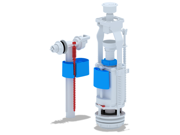 WC3050 Арматура с боковой подв. 1/2 пластик двойная кнопка эконом белая АНИ Пласт