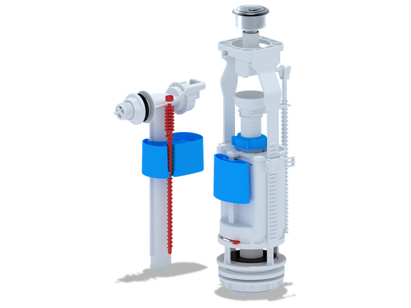WC3050С Арматура с боковой подв. 1/2 пластик двойная кнопка эконом хром АНИ Пласт