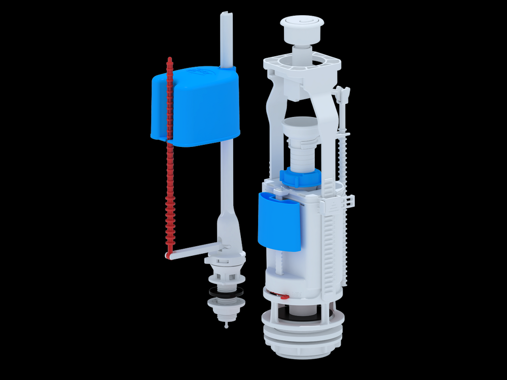 WC3550 Арматура с нижней подводкой 1/2 пластик двойная кнопка белая эконом АНИ Пласт