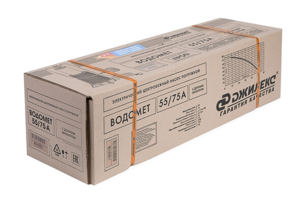 Насос КОЛОДЕЗНЫЙ ДЖИЛЕКС «ВОДОМЕТ» 4" 55/75 А ДФ (900Вт, 55 л/мин, выс.под.75м.выкл.попл) 36м.гар. дон.фильтр 6575