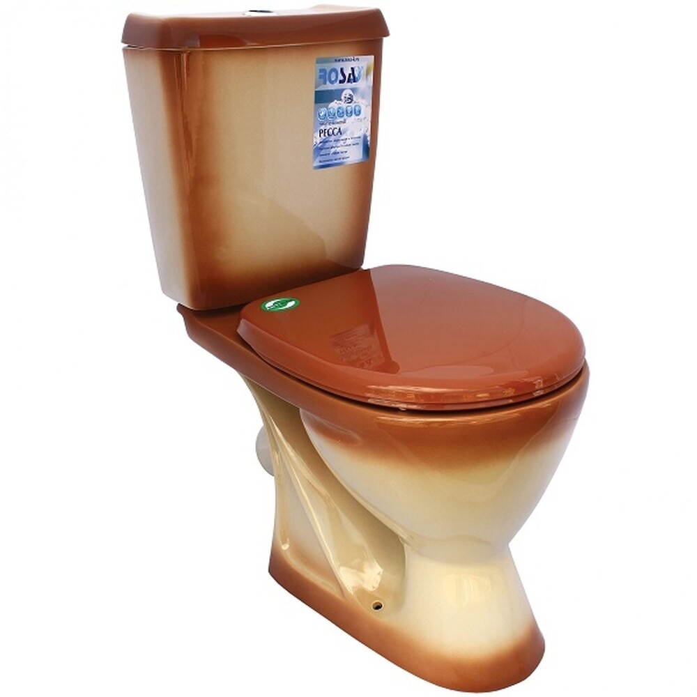 Унитаз-компакт Rosa "СОЛО" Коричневый, 2-х режимная арматура, сиденье Быстросъемное, антивсплеск, прямой выпуск (г.Киров)