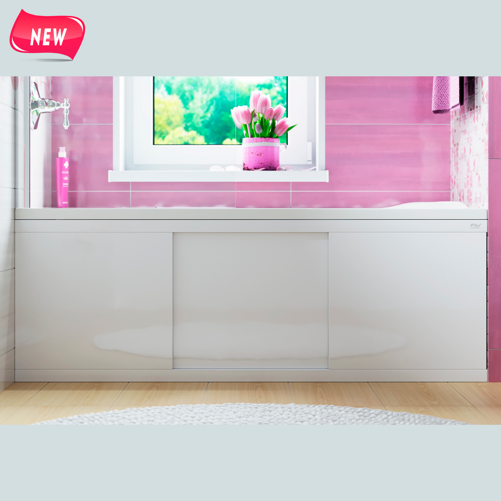 Экран под ванну 1,5 м купе МДФ Crystal Белый Alavann