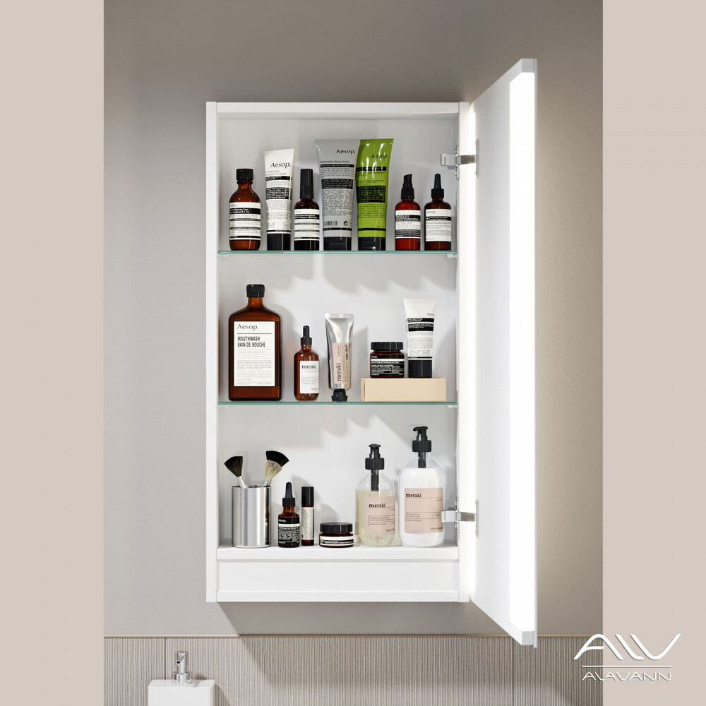 Шкаф зеркальный "DORN -50" белый Alavann